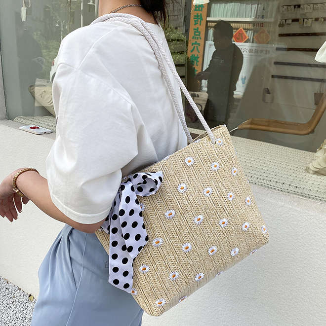 Sunflower Print Light Camel Magnetic Storage Bag