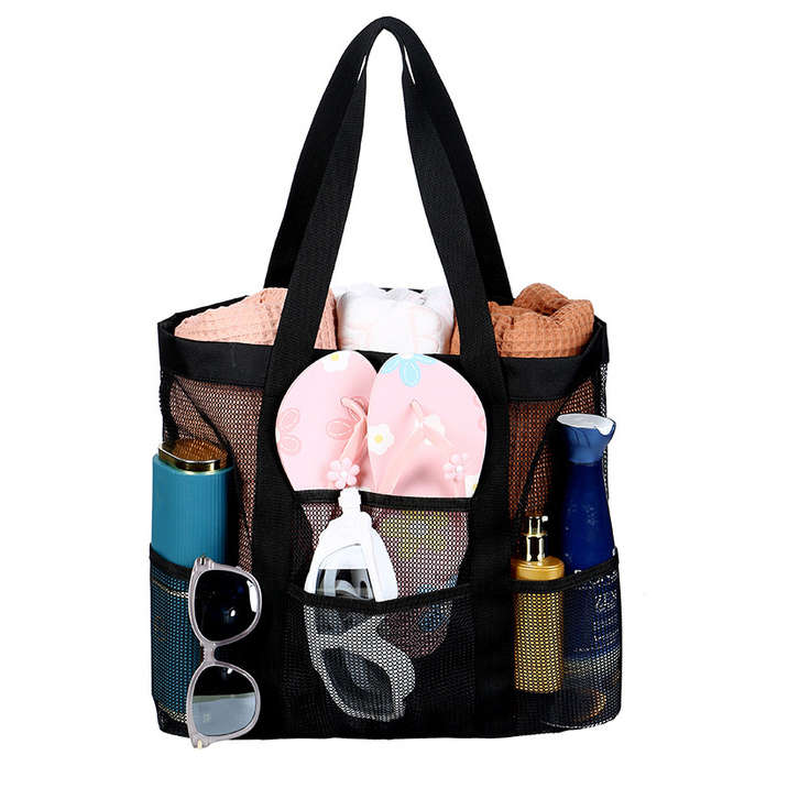 Open Design Black Mesh Detail Hand Bag