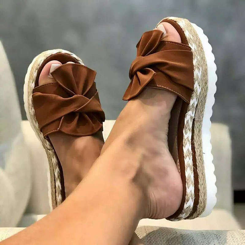 Dark Coffee Mid Heel Open Toe Sliders