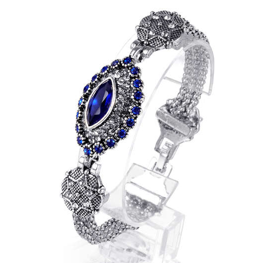 Oval Geometric Pattern Silvery White Bracelet