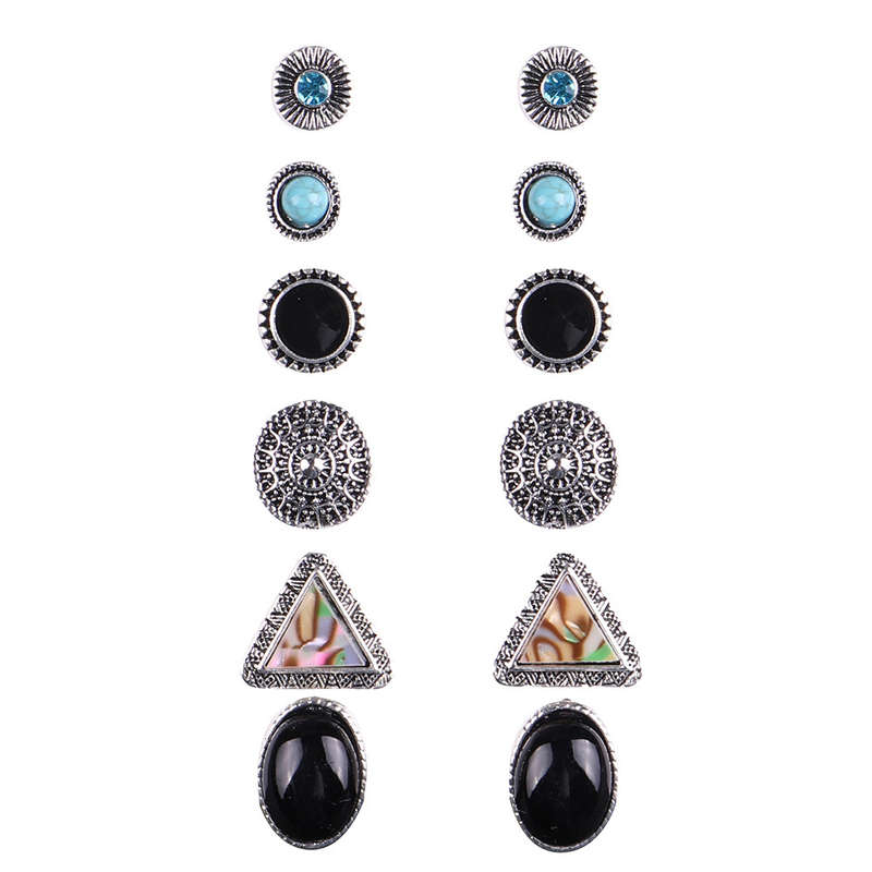 Multi Color Geometric Pattern Earring Set