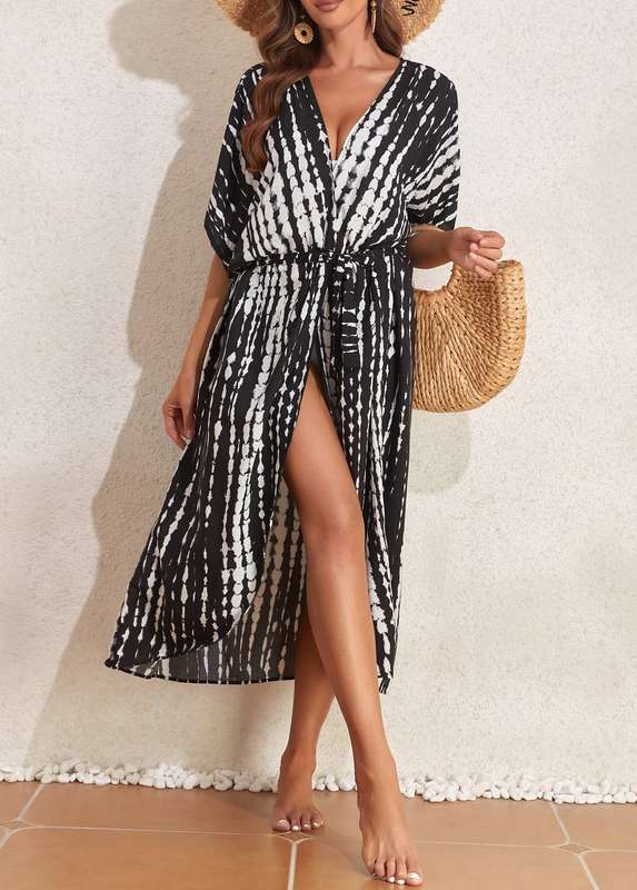 Lightweight Tie Dye Black Cover Up