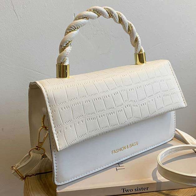 Twist Design White Magnetic Crossbody Bag