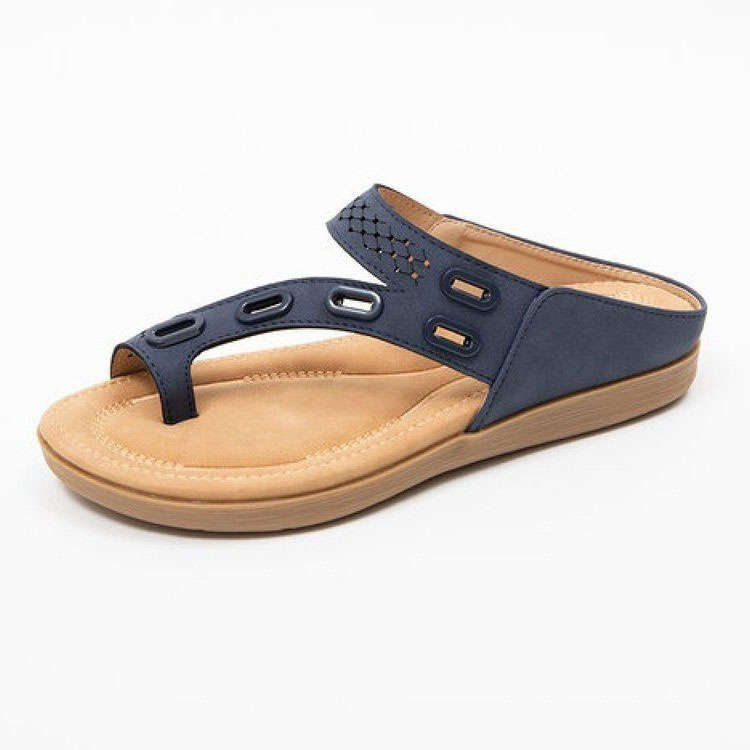 Navy Falt Toe Post Flip Slippers