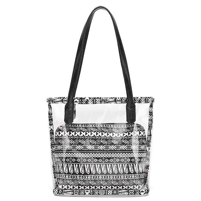 Black Zip Detail Striped Bag and Inner Pouch