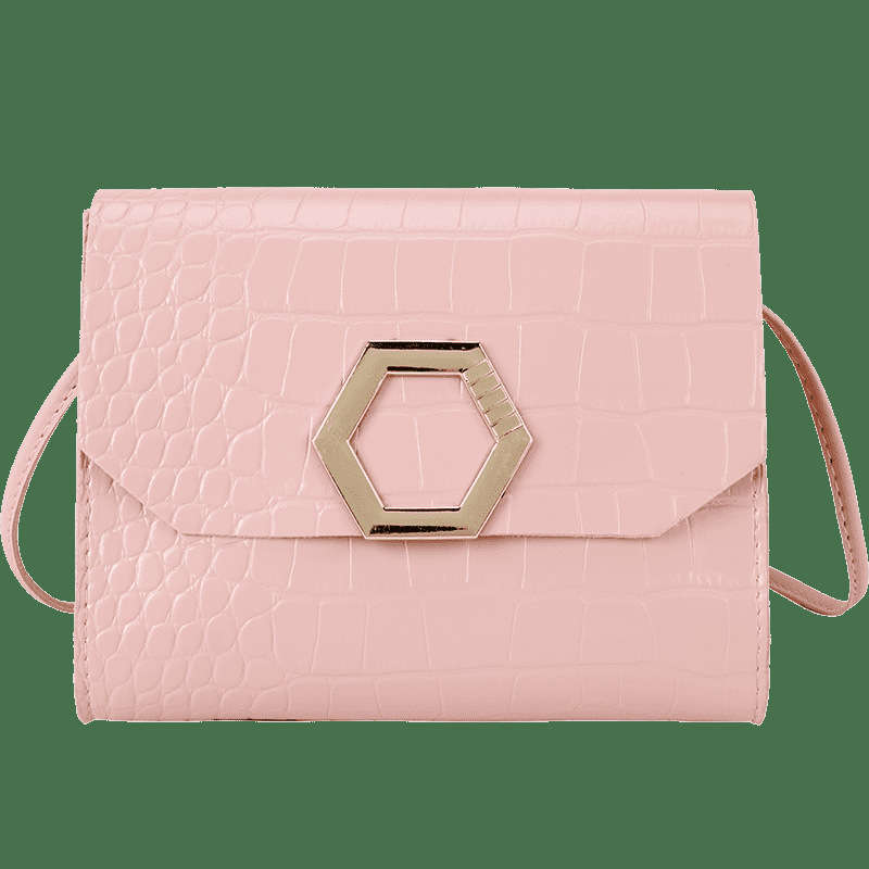 Pink Geometric Pattern Magnetic Shoulder Bag
