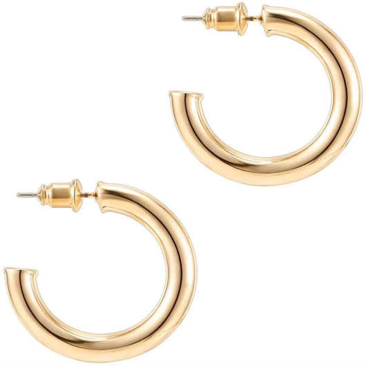 Round Geometric Pattern Alloy Detail Gold Earrings