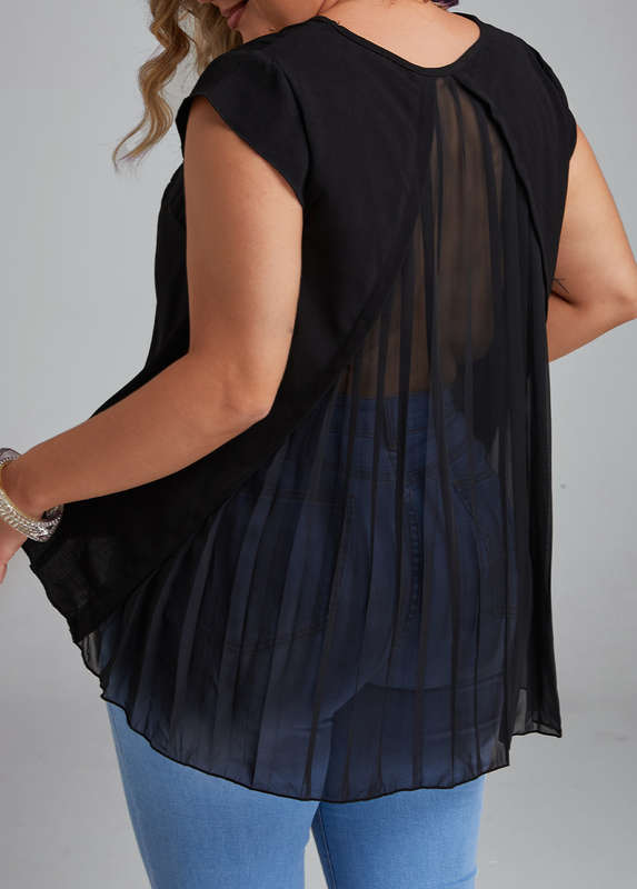 Plus Size Breathable Black Round Neck T Shirt