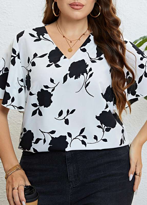 Valentines Days Plus Size Ruffle White T Shirt