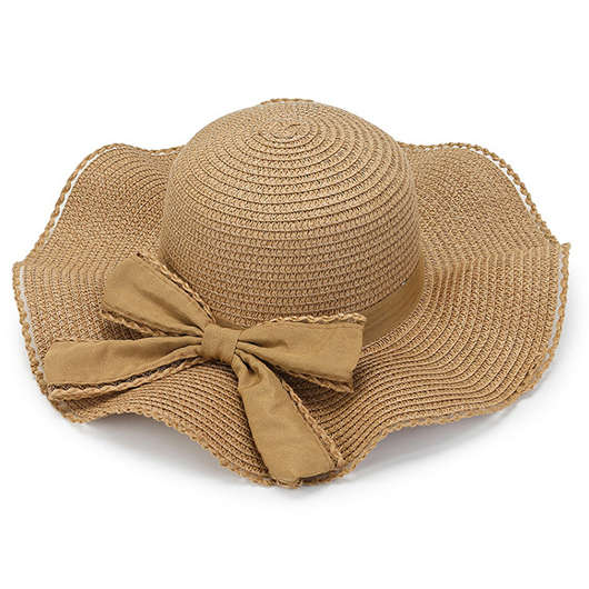 Bowknot Detail Light Camel Visor Hat