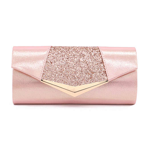 Light Pink Sequined Magnetic Clutch Bag
