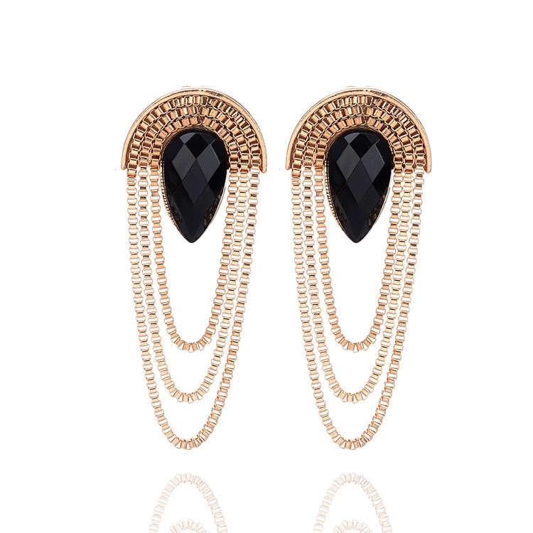 Teardrop Detail Gold Alloy Layered Earrings