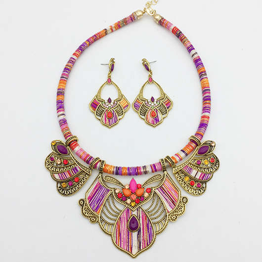 Multi Color Tribal Bohemian Metal Necklace