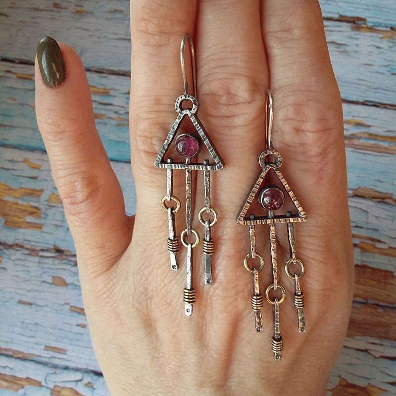 Geometric Shape Design Triangle Golden Earrings