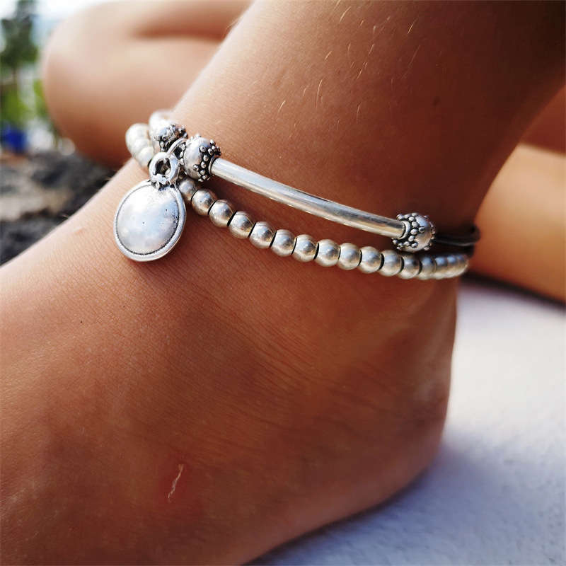 Round Silver Anklets