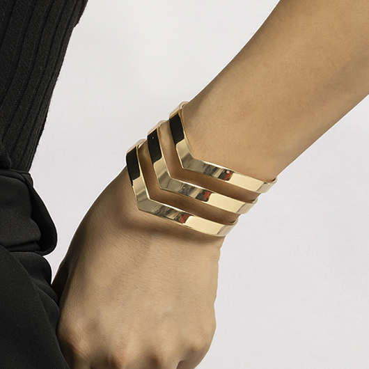 Geometric Design Cut Out Gold Bracelet