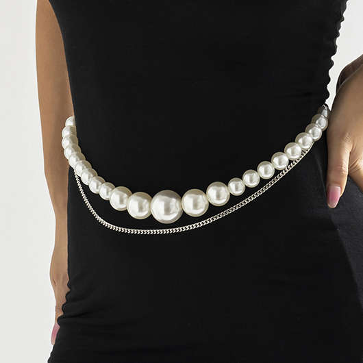 Pearl Detail Layered Design Gold Belt