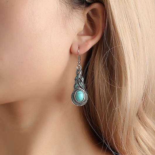 Light Blue Fashion Marble Vintage Earrings