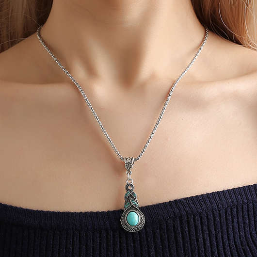 Light Blue Sliver Alloy Necklaces & Pendants