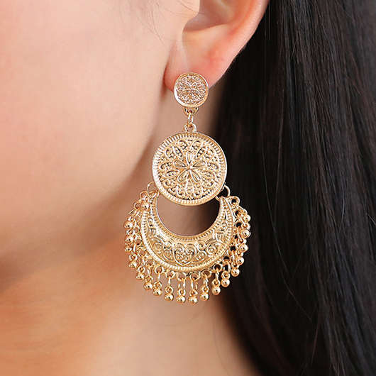Bohemian Geometric Alloy Tassel Gold Earrings