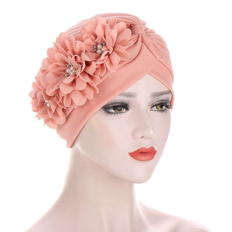 Dusty Pink Hot Drilling Turban Hat