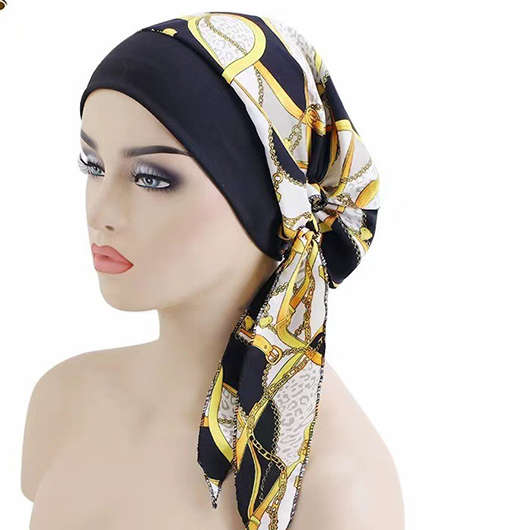 Tribal Print Patchwork Yellow Turban Hat