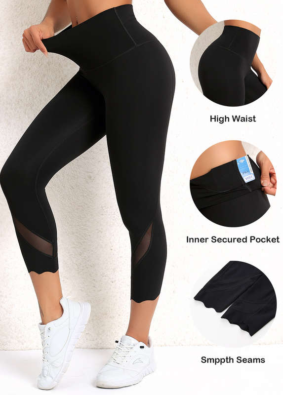 Pocket Black Skinny Elastic Waist Yoga Legging
