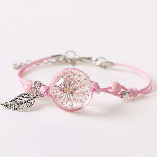 Round Design Alloy Detail Pink Bracelet
