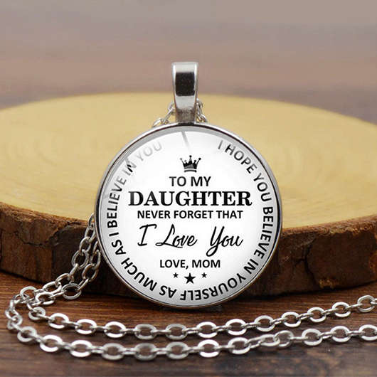 Round Letter Alloy Detail Silver Necklace