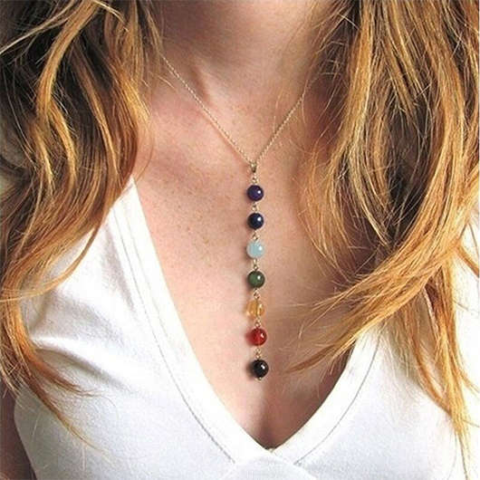 Round Alloy Detail Multi Color Necklace