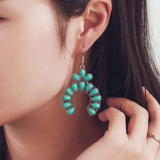 Alloy Retro Hollow Design Mint Green Earrings