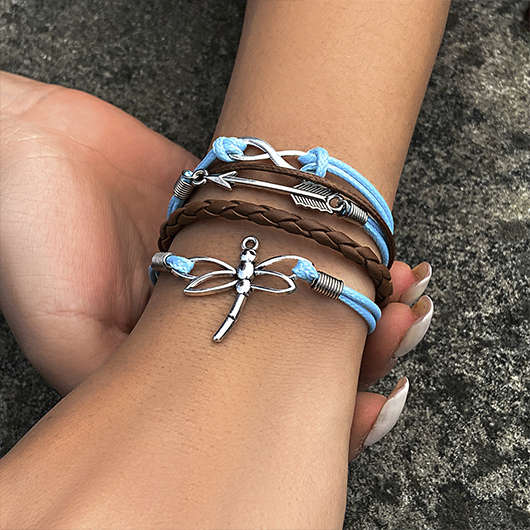 Light Blue Alloy Detail Dragonfly Design Bracelet