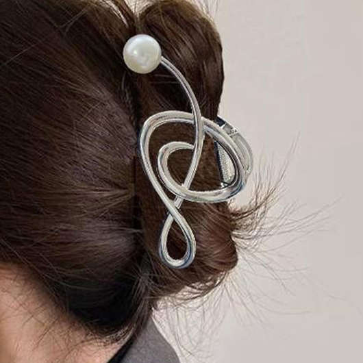 Silvery White Pearl Design Alloy Barrette