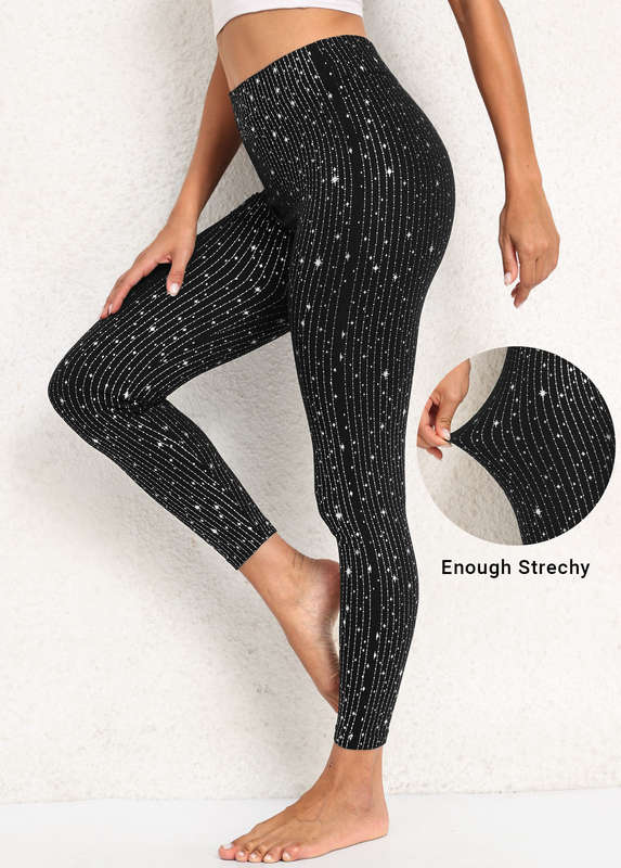 Black High Waisted Elastic Waist Hot Stamping Leggings