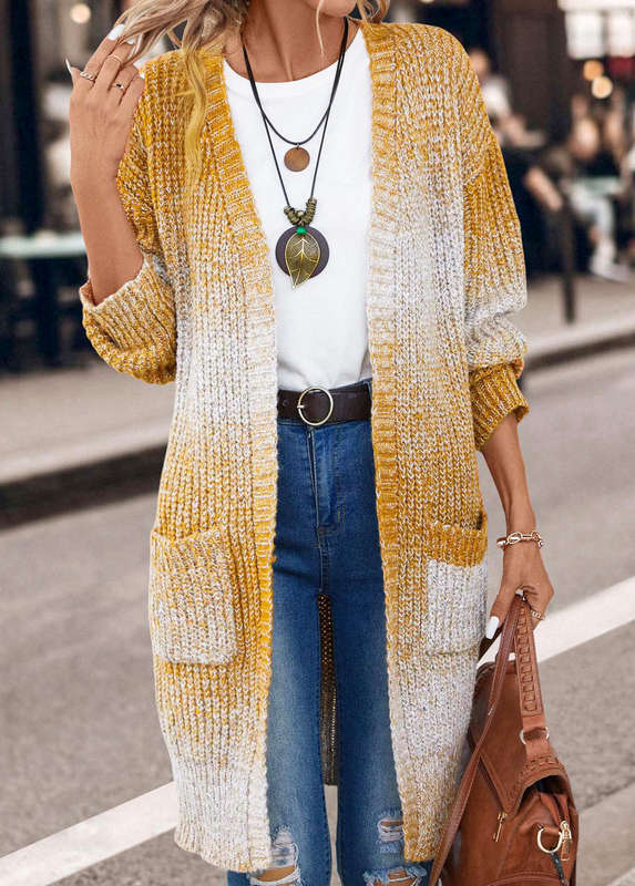 Pocket Ombre Ginger Long Sleeve Cardigan