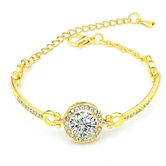 Alloy Rhinestone Design Round Golden Bracelet