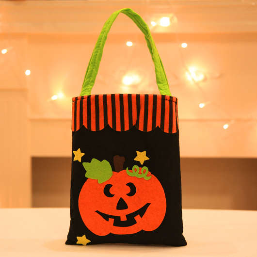 Pumpkin Print Black Open Candy Bag