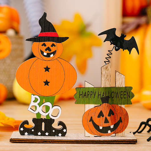 Halloween Bat Pumpkin Print Orange Decoration