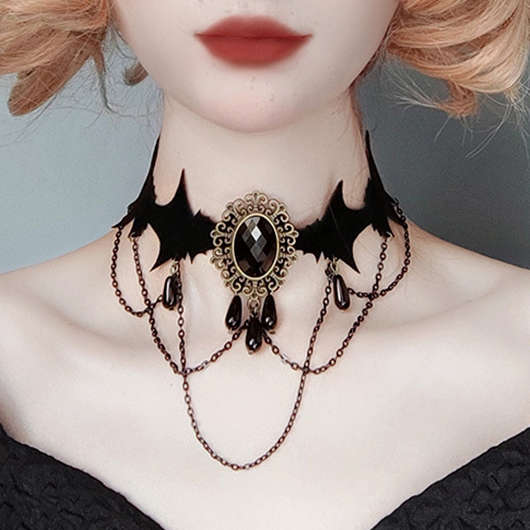 Halloween Hollow Layered Design Black Necklace