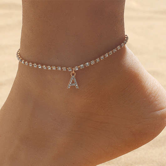 Golden Alloy Detail Letter Design Anklet