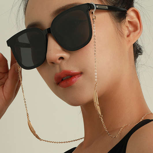 Gold Patchwork Alloy Detail Eyeglass Chain