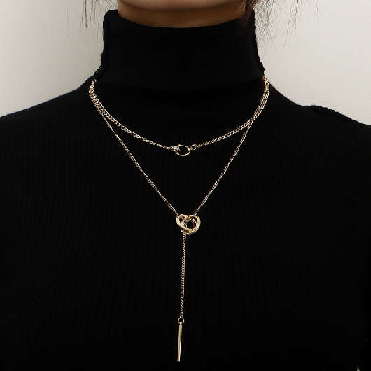 Gold Layered Design Circular Alloy Necklace