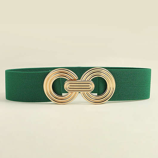 Green Geometric Metal Detail Elastic Belt