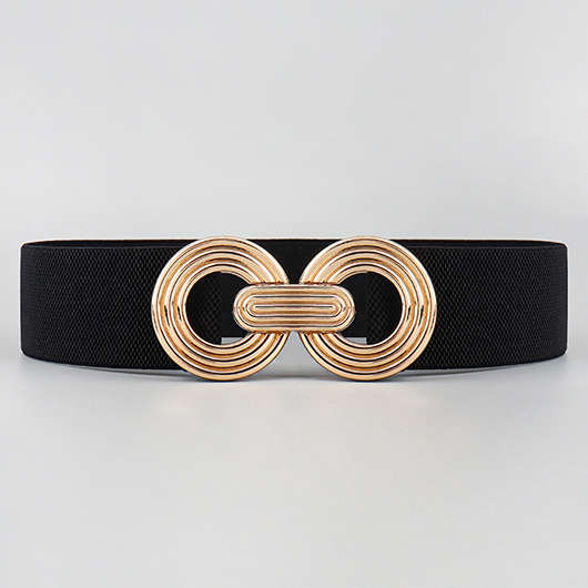 Circle Metal Detail Black Elastic Belt