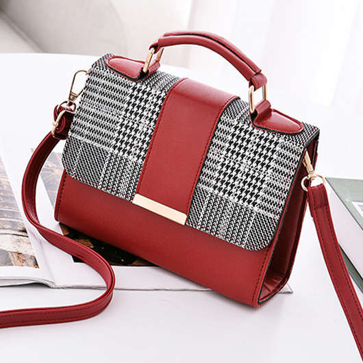 Wine Red Houndstooth Black Friday Magnetic Crossbody Bag