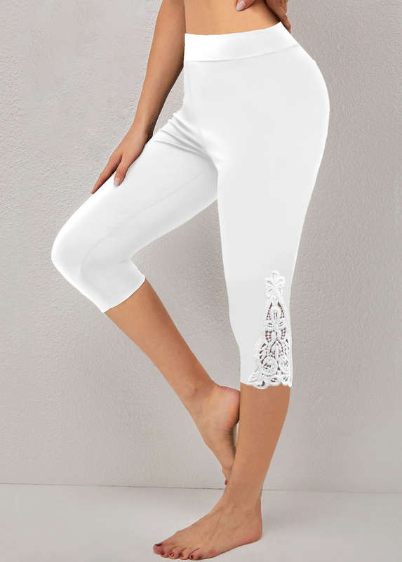 Plus Size White High Waisted Elastic Waist Leggings