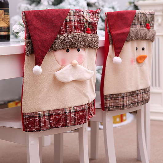 Plaid Print Santa Claus Red Chair Pad