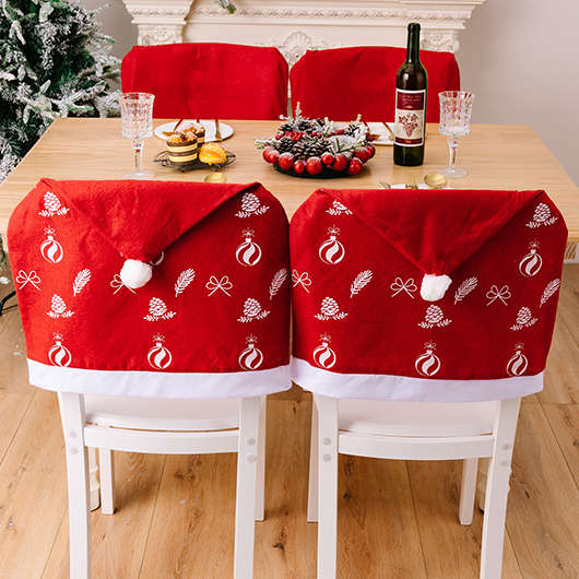 Christmas Print Hairball Red Chairs Cover