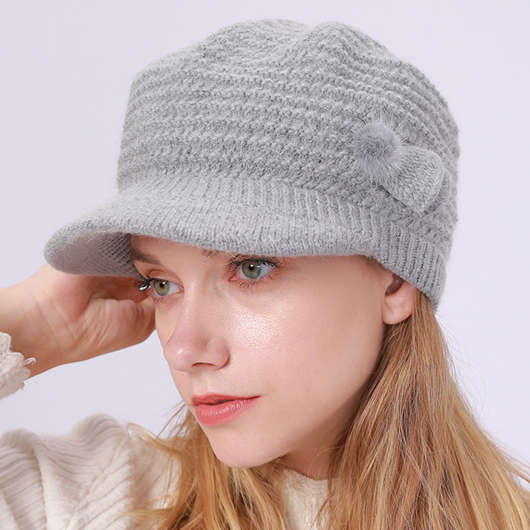 Grey Hat Patchwork Acrylic Detial Beret