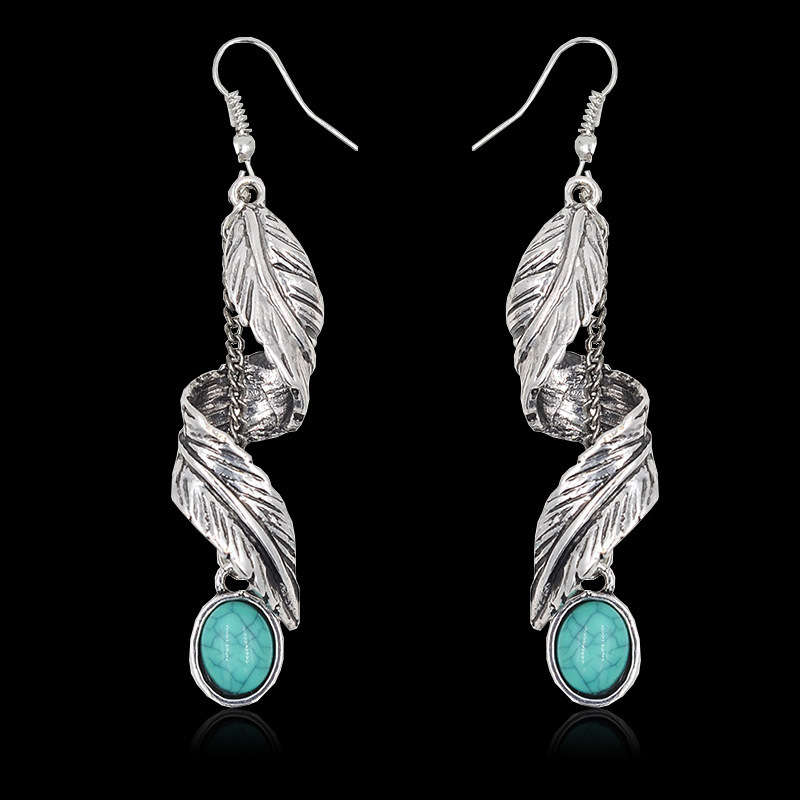 Leaf Silvery White Alloy Plants Earrings
